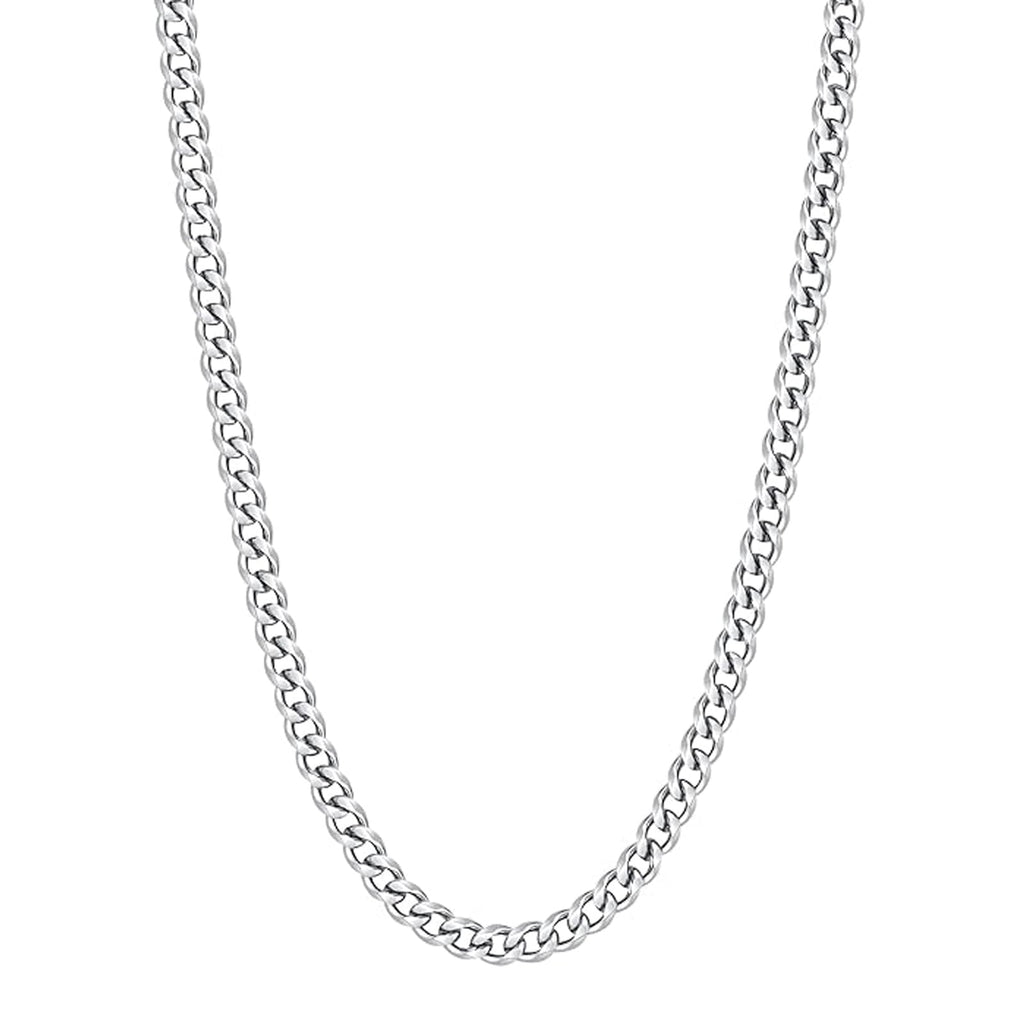 5mm Cuban Link Chains for Men, Silver Stainless Steel Necklace Chain, Neck Chains for Men, Mens Necklace 18, 20, 22, 24 Inch