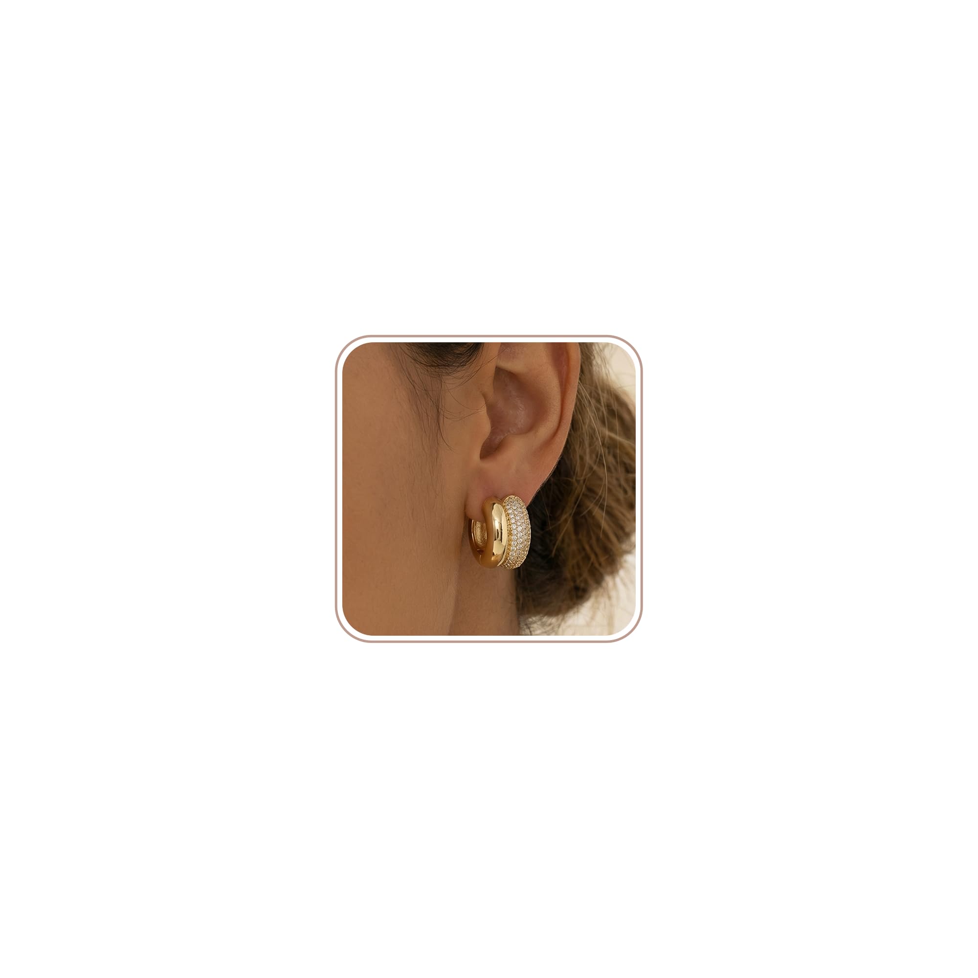 4 Pair Small Gold Hoop Earrings for Women Sensitive Ears - Hypoallergenic 14k Real Gold Plated Hoops Zirconia Cartilage Huggie Earrings Set Helix Piercing Earring Gold Jewelry for Women Gift