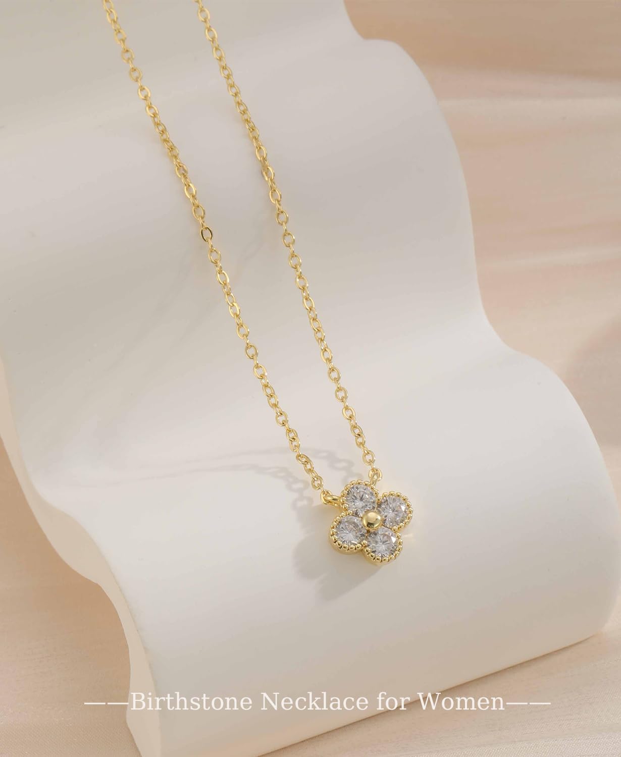 ZOERAY Dainty Birthstone Gold Clover Necklace for Women Trendy Non Tarnish | 14K Gold Plated, Clover Choker Necklace Stack, Cubic Zirconia Diamond Emerald Pendant, Personalized Jewelry Birthday Gifts