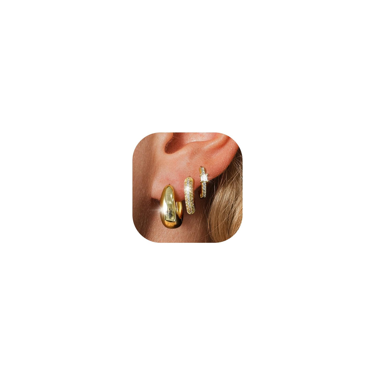 9 Pairs Gold Huggie Hoop Earrings for Women, 14K Gold Plated Stackable Set | Hypoallergenic Small Hoop Earrings, Lightweight Comfortable Huggies, Non Tarnish, Multiple Piercing Set, Great Gift for Women