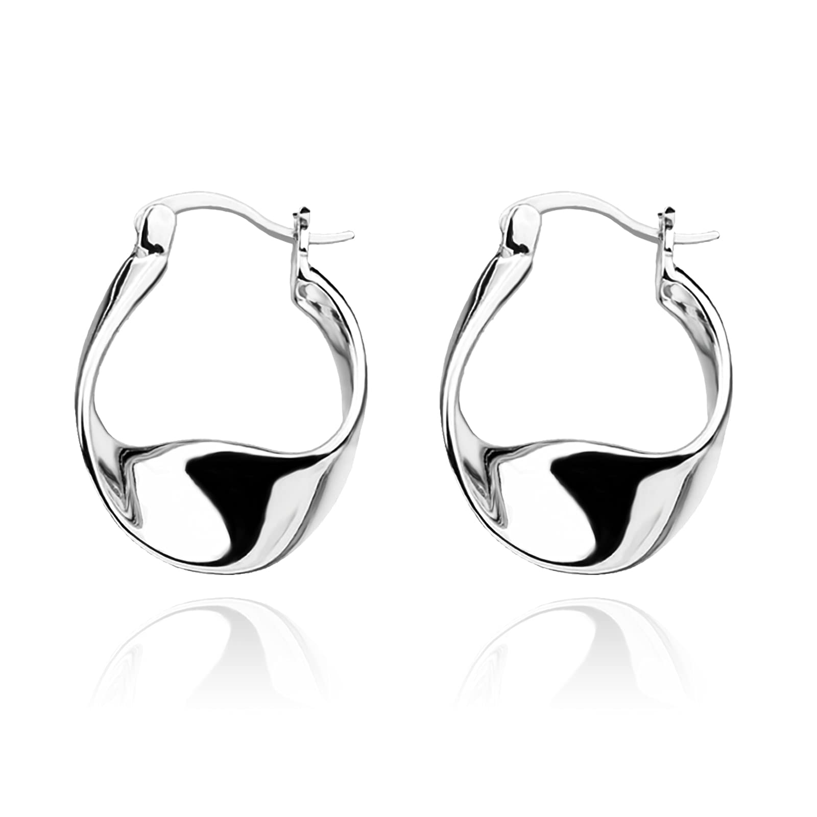 925 Sterling Silver Earrings Silver Hoop Earrings for Women Small Huggie Hoops, Lightweight Chunky Hoops, Hypoallergenic Nickel-Free Elegant Everyday Jewelry, Dainty Silver Earrings for Gifts