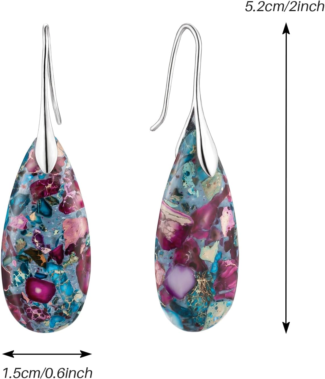 SELOVO Stone Fishhook Dangle Drop Earrings Statement Earrings for Women Stone