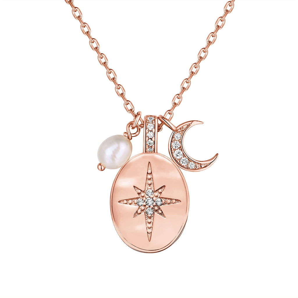 PAVOI 14K Gold Plated Engraved Coin Pendant Necklaces for Women | Byzantine Coin Pendants, Cute Celestial Necklaces Jewelry Gifts