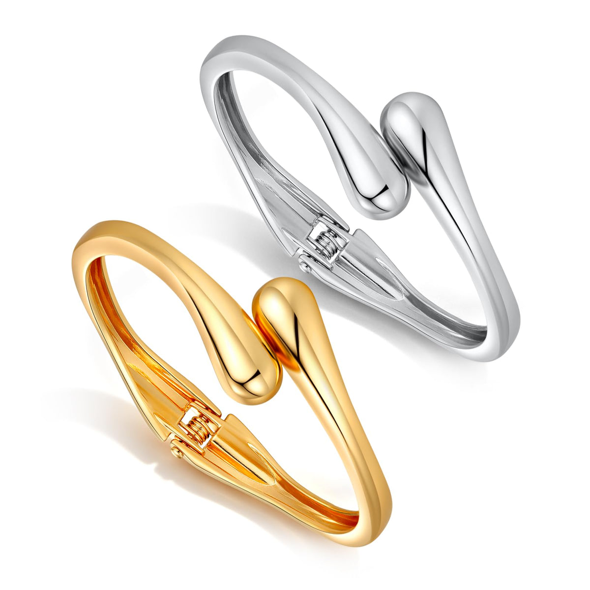 Chunky Gold Bangle Bracelets for Women Trendy 14K Gold Plated Cuff Bracelets Stack, Dainty Gold Bracelet Sets Non Tarnish Fashion Jewelry Gift