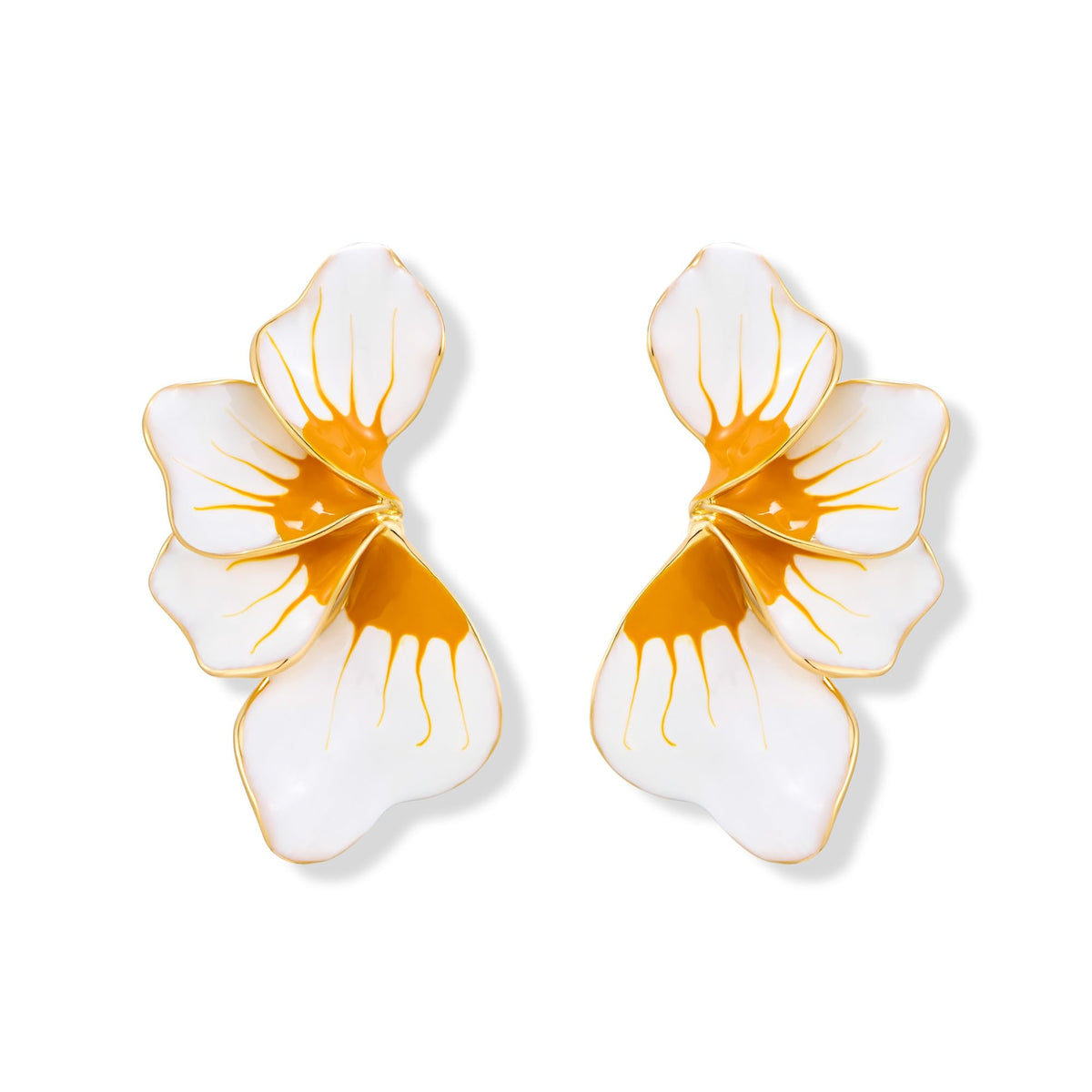 Chunky Gold Statement Earrings For Women Gold Plated Sectored Flower Leaf Shell Angel Wing Earrings Trendy Boho Jewelry For Women Large Stud Earrings Hypoallergenic Earrings Gold Jewelry Gift