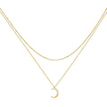 Fettero Pendant Necklace Gold Choker Layered Coin Open Karma Circle Full New Crescent Moon 14K Gold Plated Simple Dainty Necklaces for Women Jewelry Gift