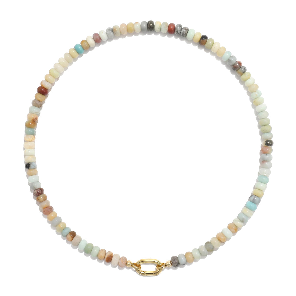 CONRAN KREMIX Colorful Stone Beaded Necklace for Women,Natural Gemstone Bead Choker Necklaces Boho Summer Beach Layering Necklace Jewelry Gift for Women
