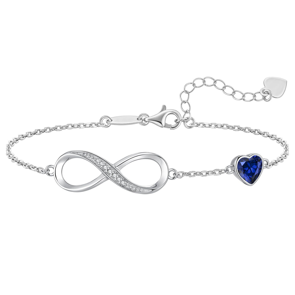 CDE 925 Sterling Silver Infinity Birthstone Bracelet Jewelry Gift for Women | Hypoallergenic,Non Tarnish,Heart CZ,Nickel-Free & Lead-Free,Anniversary Christmas Birthday Idea Gifts for Wife Girlfriend Her