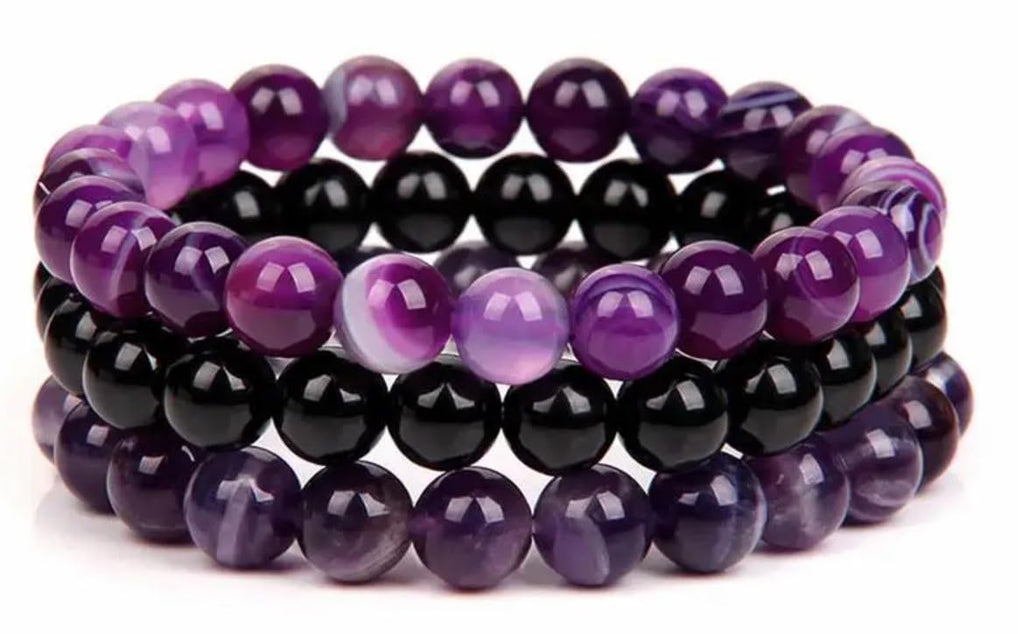 WFJ Black Obsidian Hematite Triple Protection Bracelets Set - Tiger Eye Beaded Natural Stone Bracelet for Men Women Gemstone (10MM)