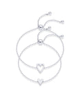 PAVOI Friendship Bracelets for Women, 14K Gold Plated Heart Charm Set | Matching Bracelets, Best Friend Bracelet, Mother Daughter Bracelets, Adjustable Bracelet