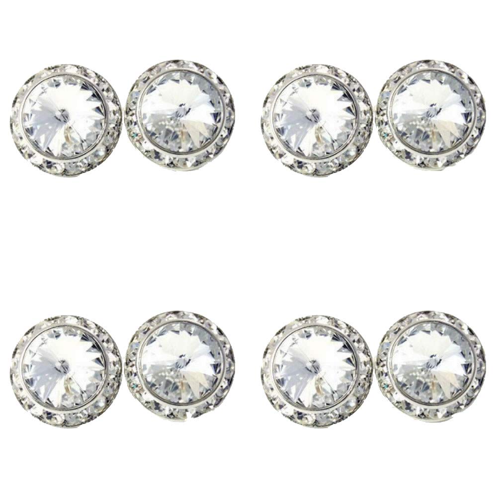 4 Pairs 15mm Rhinestone Round Shaped Acrylic Stone Crystal Ear Studs for Dance Competitions