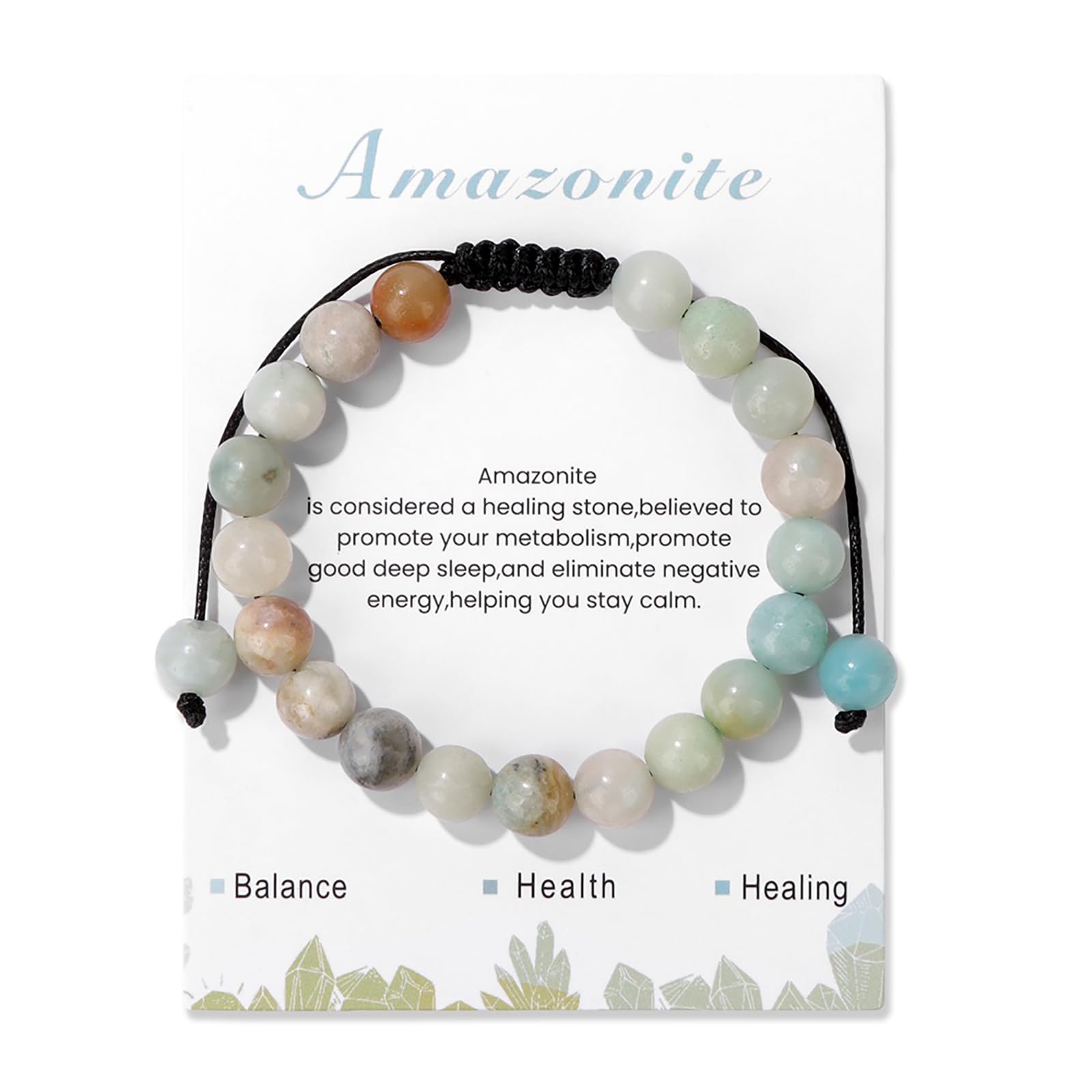 Healing Crystal Bracelet for Women 8mm Natural Stone Crystal Beaded Bracelets Adjustable Handmade Gemstone Bracelet Healing Jewelry Mother's Day Gifts for Women