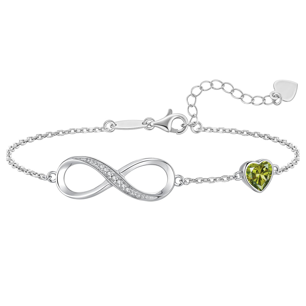 CDE 925 Sterling Silver Infinity Birthstone Bracelet Jewelry Gift for Women | Hypoallergenic,Non Tarnish,Heart CZ,Nickel-Free & Lead-Free,Anniversary Christmas Birthday Idea Gifts for Wife Girlfriend Her