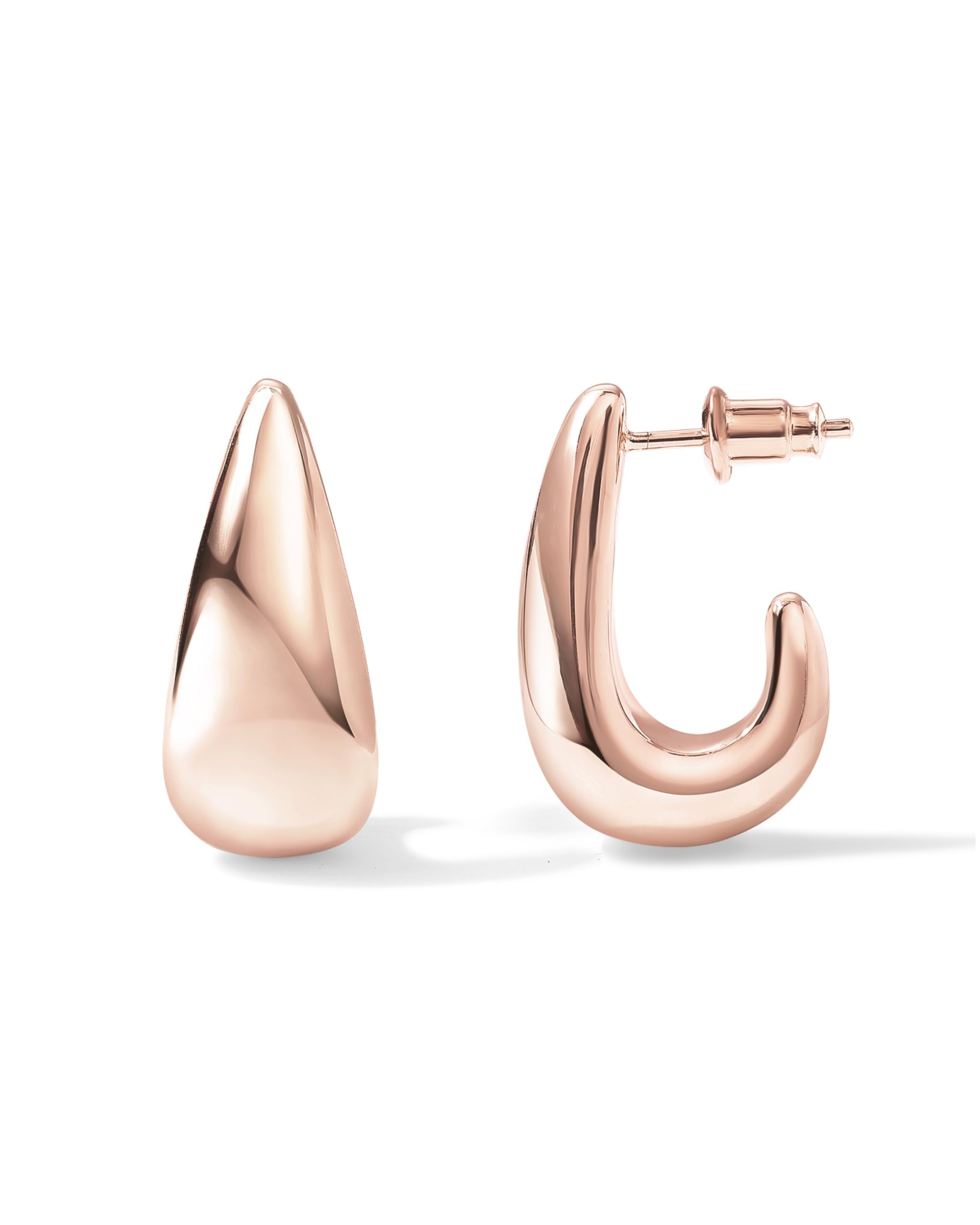 PAVOI 14K Gold Plated Statement Huggie Earrings for Women, Dome Hoops | Hypoallergenic Earrings with 925 Sterling Silver Posts, Dome Gold Hoop Earrings