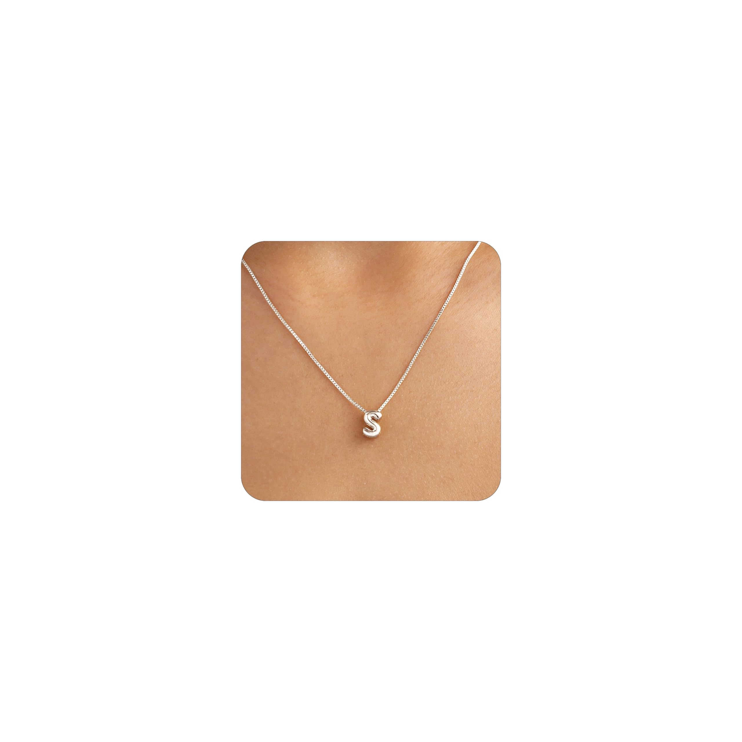 14K Gold Plated Bubble Letter Necklace, Tarnish Free and Waterproof Dainty Initial Necklace for Women, Trendy Personalized Gold Jewelry Gift for Her