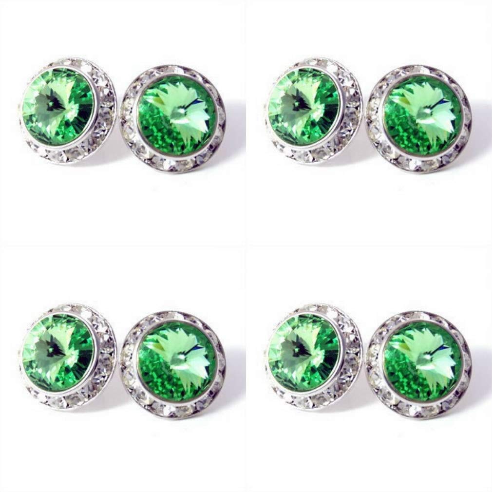 4 Pairs 15mm Rhinestone Round Shaped Acrylic Stone Crystal Ear Studs for Dance Competitions