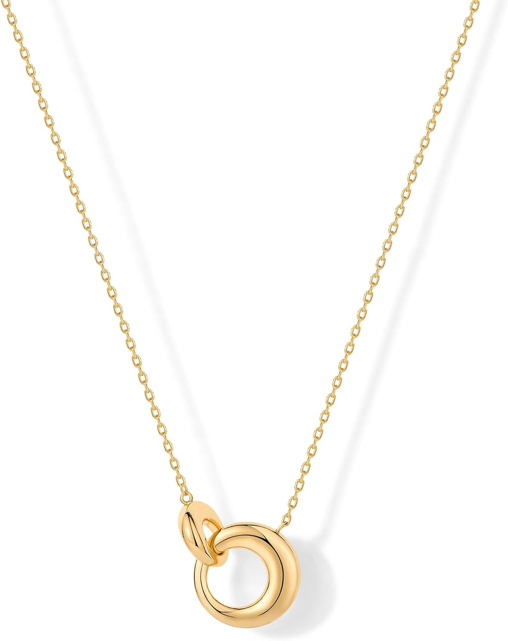 PAVOI 14K Gold Plated Dainty Interlock Pendant Necklace for Women | Circle Link Pendant Necklaces