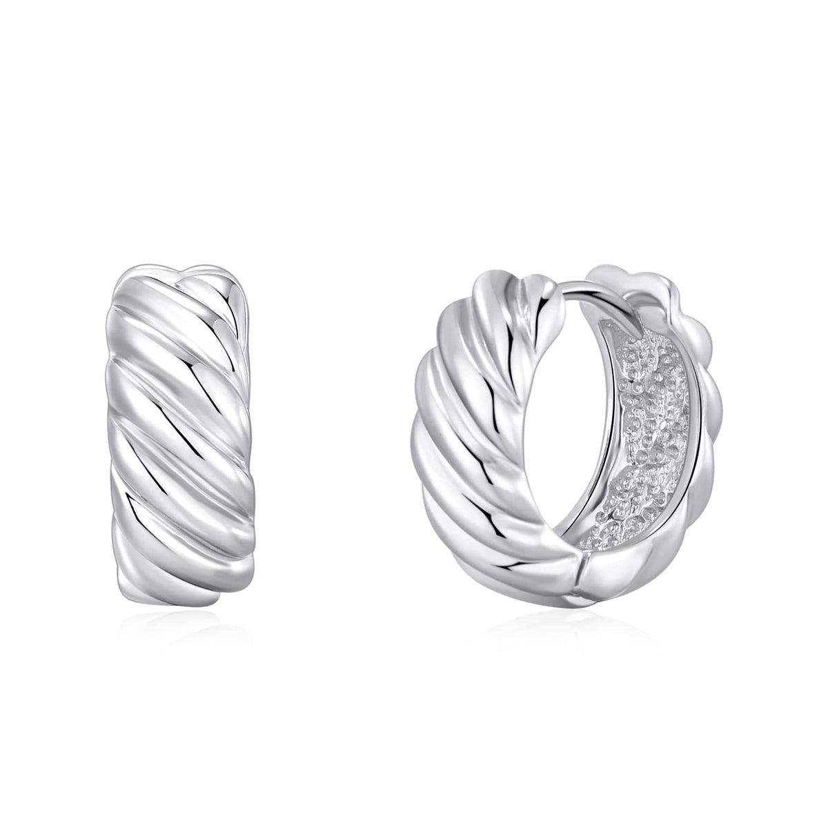 925 Sterling Silver Earrings Silver Hoop Earrings for Women Small Huggie Hoops, Lightweight Chunky Hoops, Hypoallergenic Nickel-Free Elegant Everyday Jewelry, Dainty Silver Earrings for Gifts