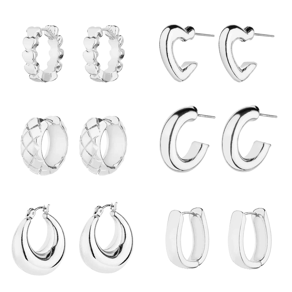 6 Pairs Chunky Gold Hoop Earrings for Women, 14K Gold Plated Hoop Earrings Hypoallergenic, Thick Lightweight Twisted Huggie Hoops Earring Set for Women’s Jewelry GIfts
