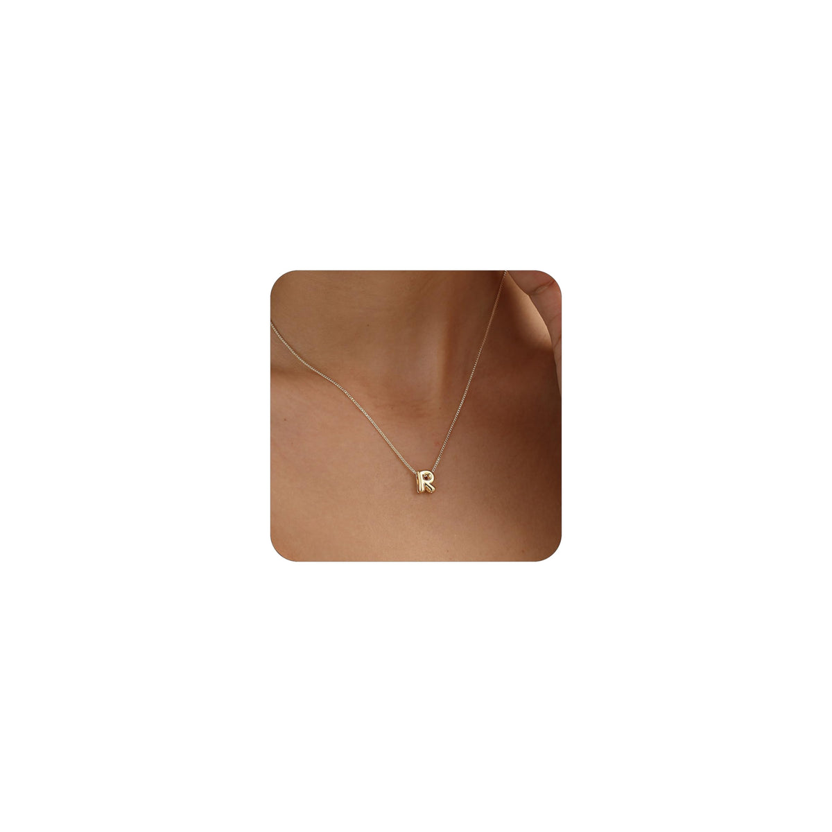 14K Gold Plated Bubble Letter Necklace, Tarnish Free and Waterproof Dainty Initial Necklace for Women, Trendy Personalized Gold Jewelry Gift for Her