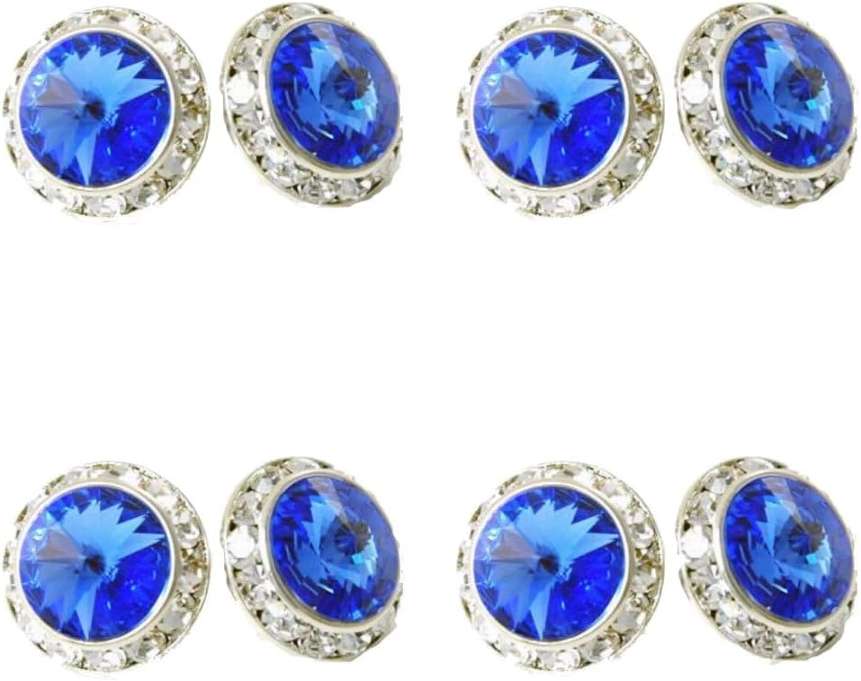 4 Pairs 15mm Rhinestone Round Shaped Acrylic Stone Crystal Ear Studs for Dance Competitions