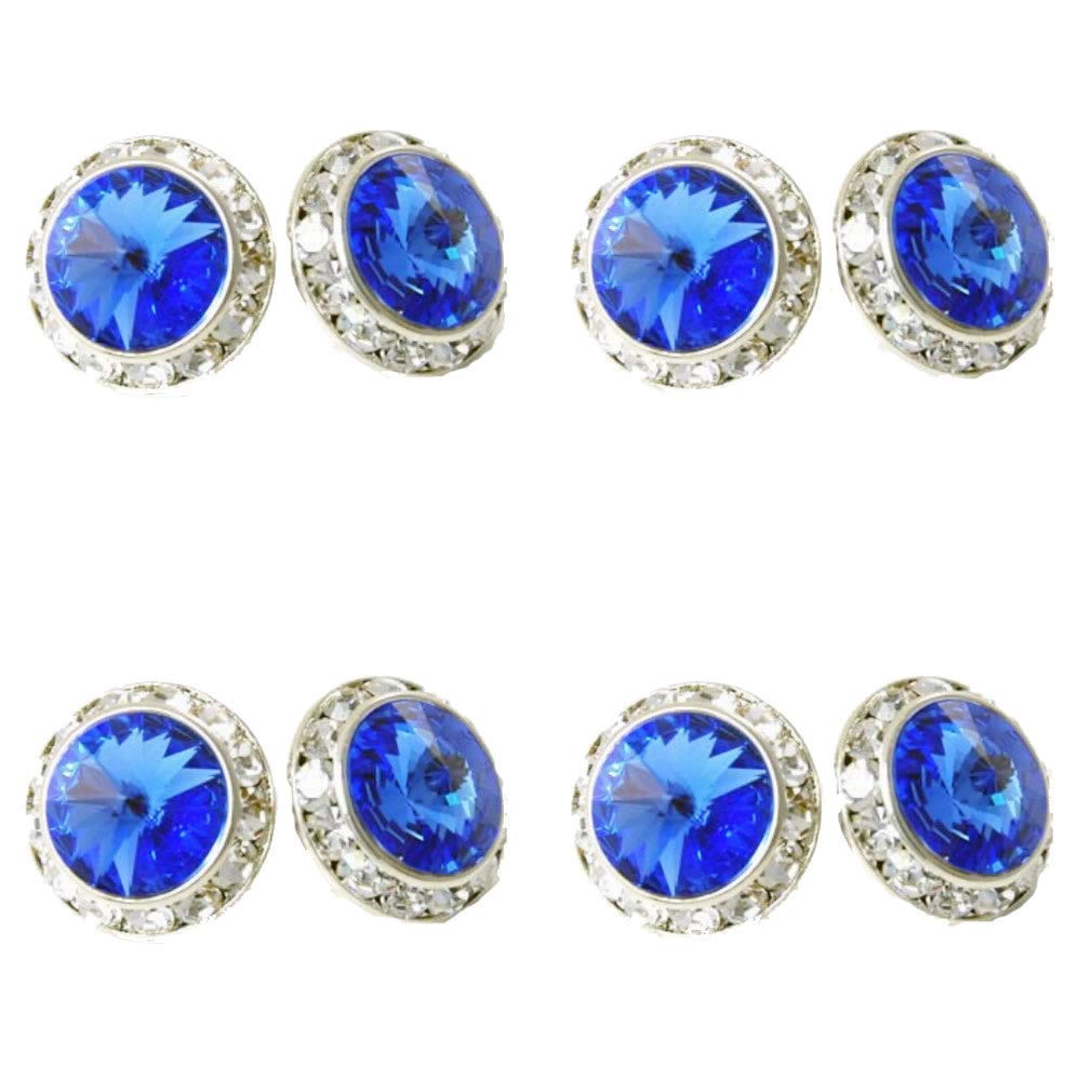 4 Pairs 15mm Rhinestone Round Shaped Acrylic Stone Crystal Ear Studs for Dance Competitions