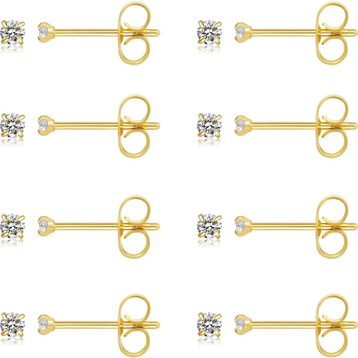 10 Pairs Small Stud Earrings for Women Hypoallergenic Multiple Piercings | Clear Sparkle, Lightweight Comfort for Everyday Wear, Second Third Hole Styling, Helix Ready, Easy to Stack, Minimal Look