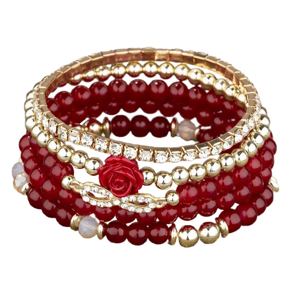 4 Pcs Cute Butterfly Charm Bracelets Set Gold Beaded Stackable Stretch Bracelets Bohemian Summer Jewelry Gifts for Women