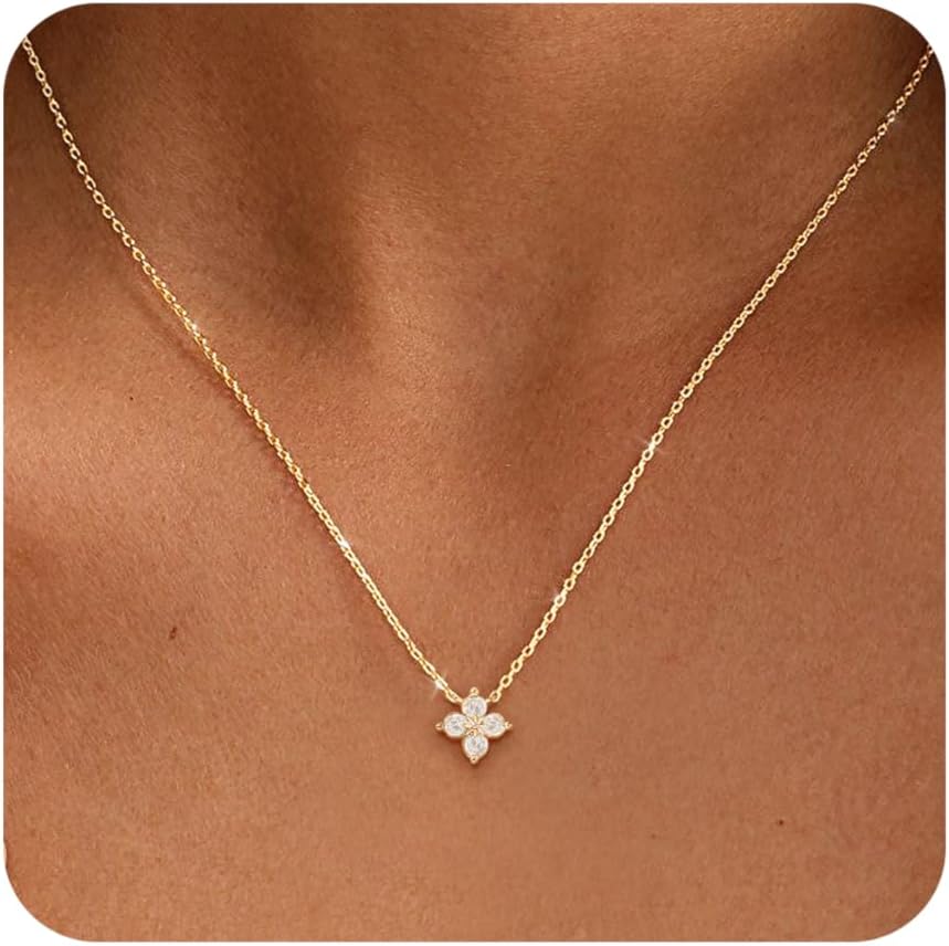 ZHESHY Birthstone Gold Necklaces for Women Dainty 14K Gold Plated Necklace | Simple Non Tarnish Diamond Cubic Zirconia Pendant Necklaces Women Gold Trendy Jewelry Bridesmaid Birthday Gifts