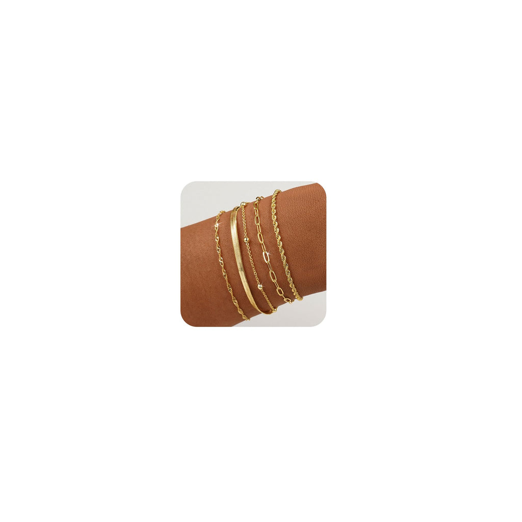 BERISO Gold Bracelets for Women, Elegant Adjustable 14K Gold Plated Bracelet for Women, Trendy Minimalist Dainty Gold Bracelet for Everyday Wear