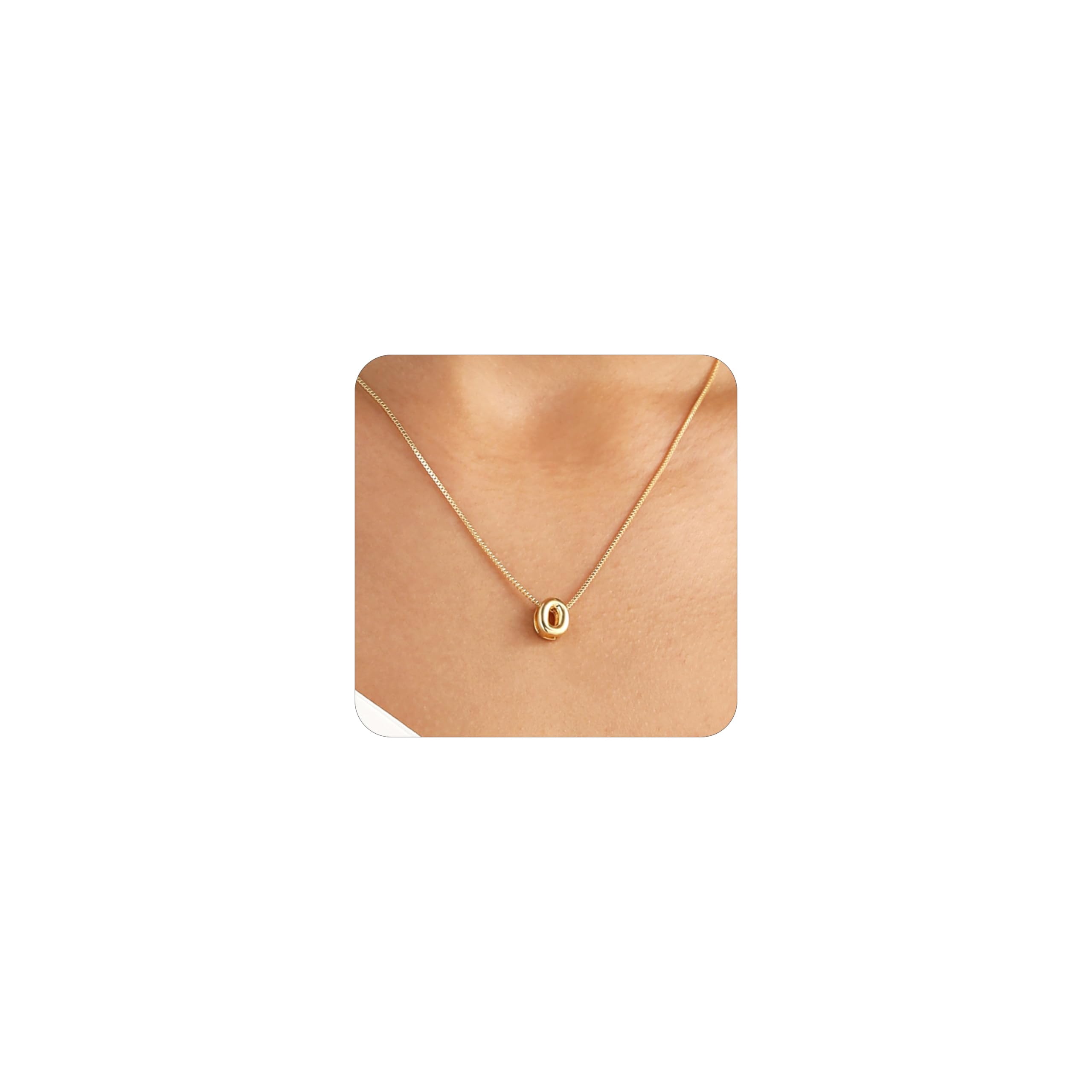 14K Gold Plated Bubble Letter Necklace, Tarnish Free and Waterproof Dainty Initial Necklace for Women, Trendy Personalized Gold Jewelry Gift for Her