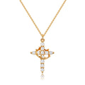 Robaice Upgraded Crown Cross Necklace for Women, 14K Gold Plated | Non-Tarnish Dainty Christian faith pendant for Gifting, first communion, baptism, birthdays and everyday wear