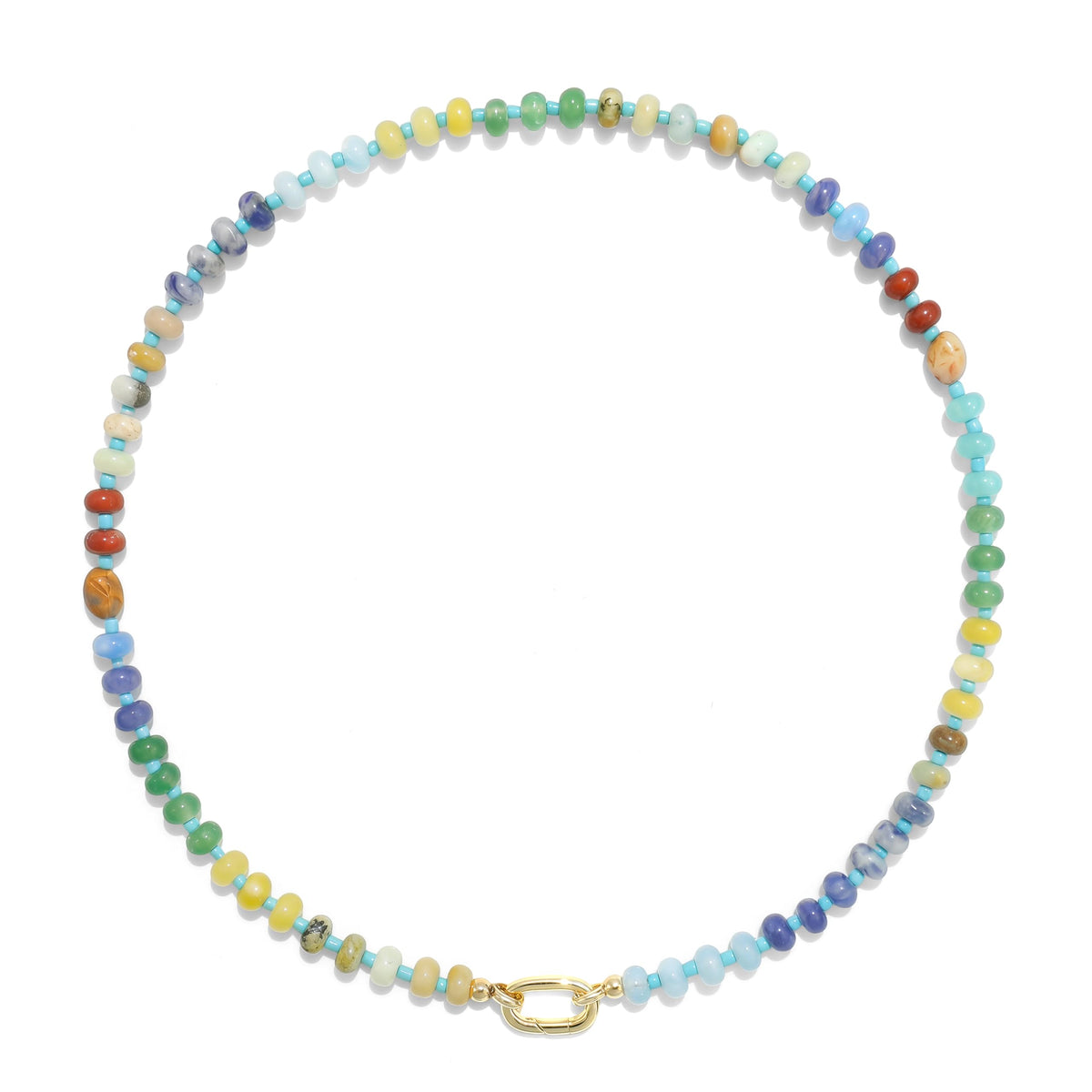 CONRAN KREMIX Colorful Stone Beaded Necklace for Women,Natural Gemstone Bead Choker Necklaces Boho Summer Beach Layering Necklace Jewelry Gift for Women