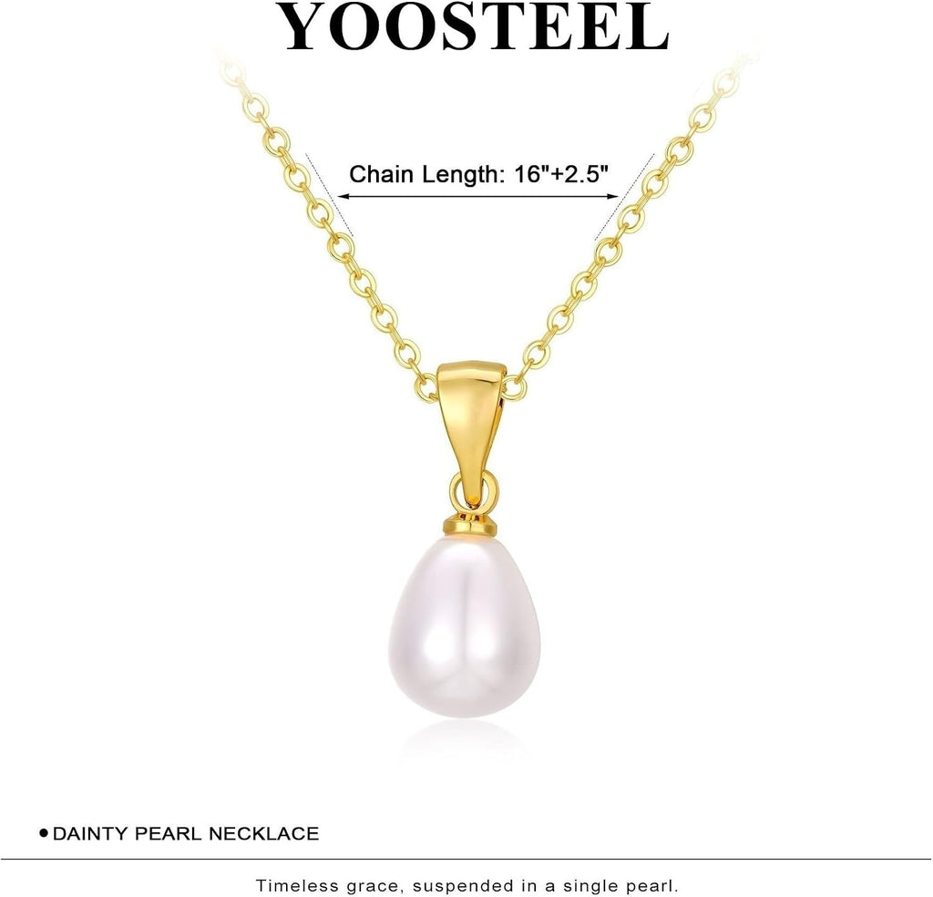 Yoosteel Gold Pearl Necklaces for Women, 14K Gold Plated Pearl Jewelry | Dainty Gold Plated Pearl Choker Pendant, Simple Elegant Necklaces for Women Trendy, Bridesmaid Wedding Gifts Jewelry