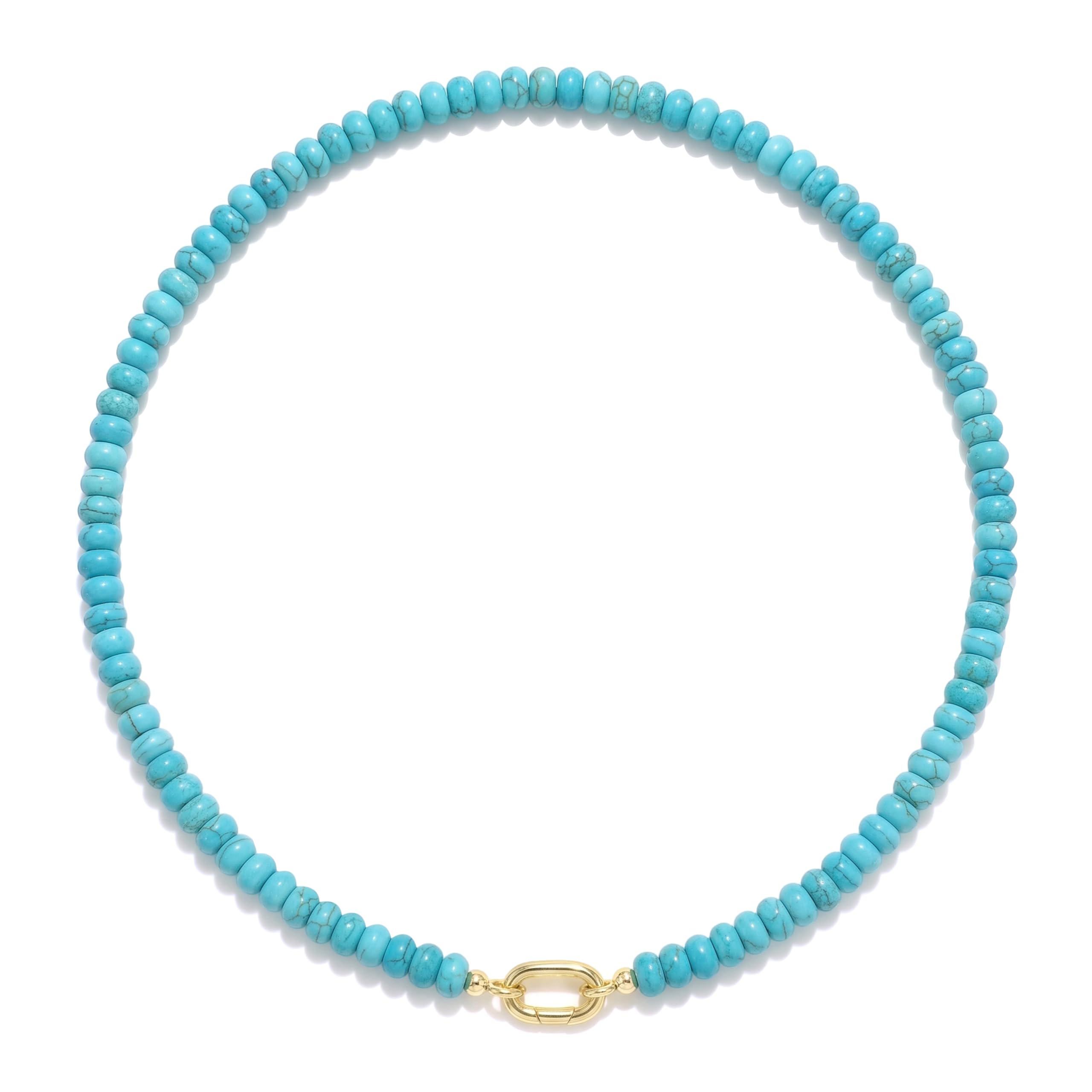 CONRAN KREMIX Colorful Stone Beaded Necklace for Women,Natural Gemstone Bead Choker Necklaces Boho Summer Beach Layering Necklace Jewelry Gift for Women