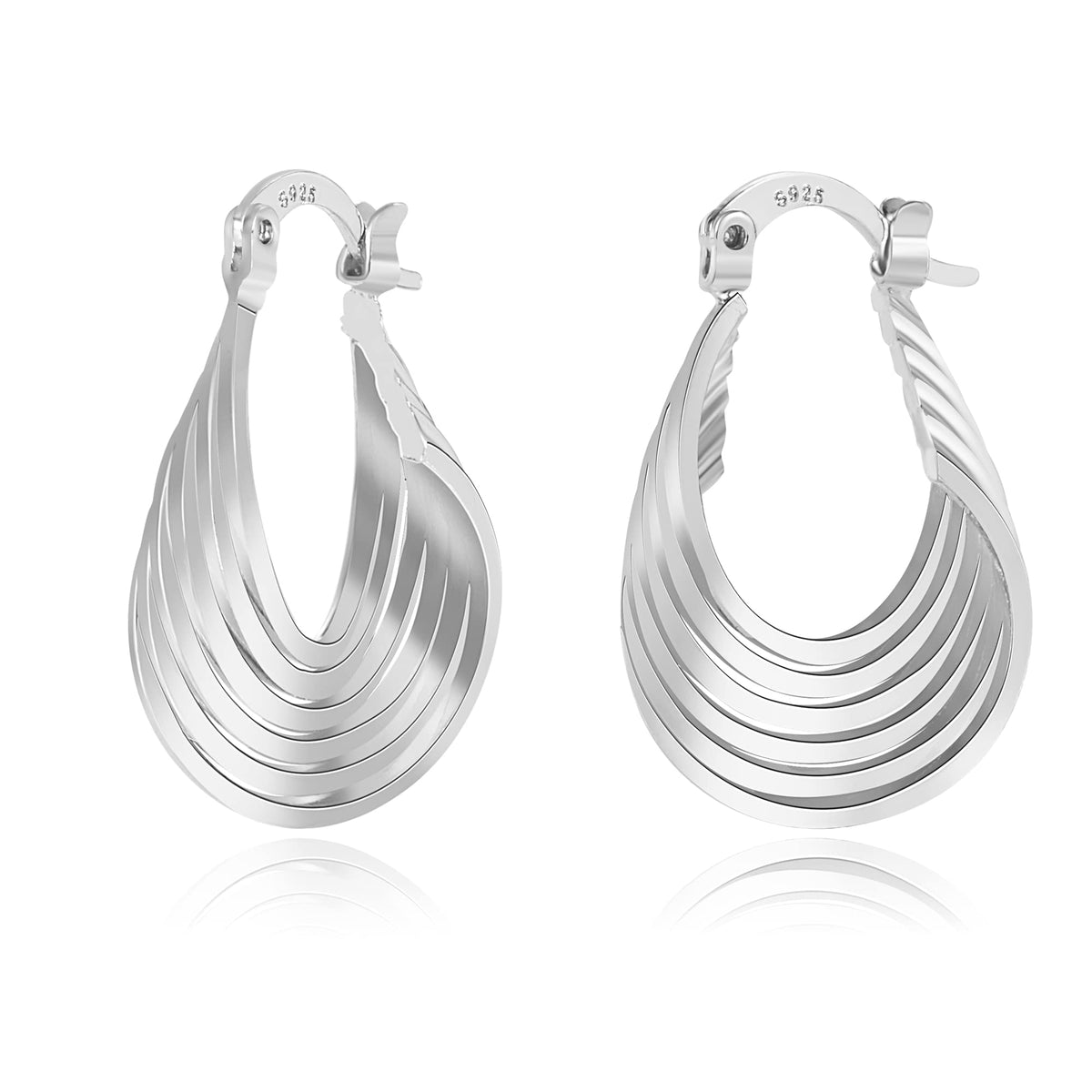 925 Sterling Silver Earrings Silver Hoop Earrings for Women Small Huggie Hoops, Lightweight Chunky Hoops, Hypoallergenic Nickel-Free Elegant Everyday Jewelry, Dainty Silver Earrings for Gifts