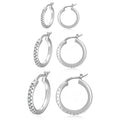 PABBEU 925 Sterling Silver Small Hoop Earrings Set for Women Hypoallergenic | 3Pairs Cubic Zirconia Small Huggie Hoop Earrings Set 13/15/20mm,Nickel-Free Lightweight Comfortable Sleeper Earrings Gift Set