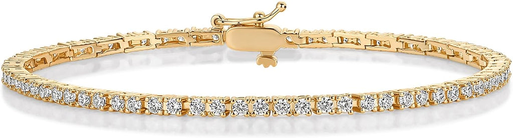 PAVOI Tennis Bracelet for Women, 14K Gold Plated 2mm Cubic Zirconia | Gold Bracelets for Women, Classic Tennis Bracelet, Cubic Zirconia Bracelet