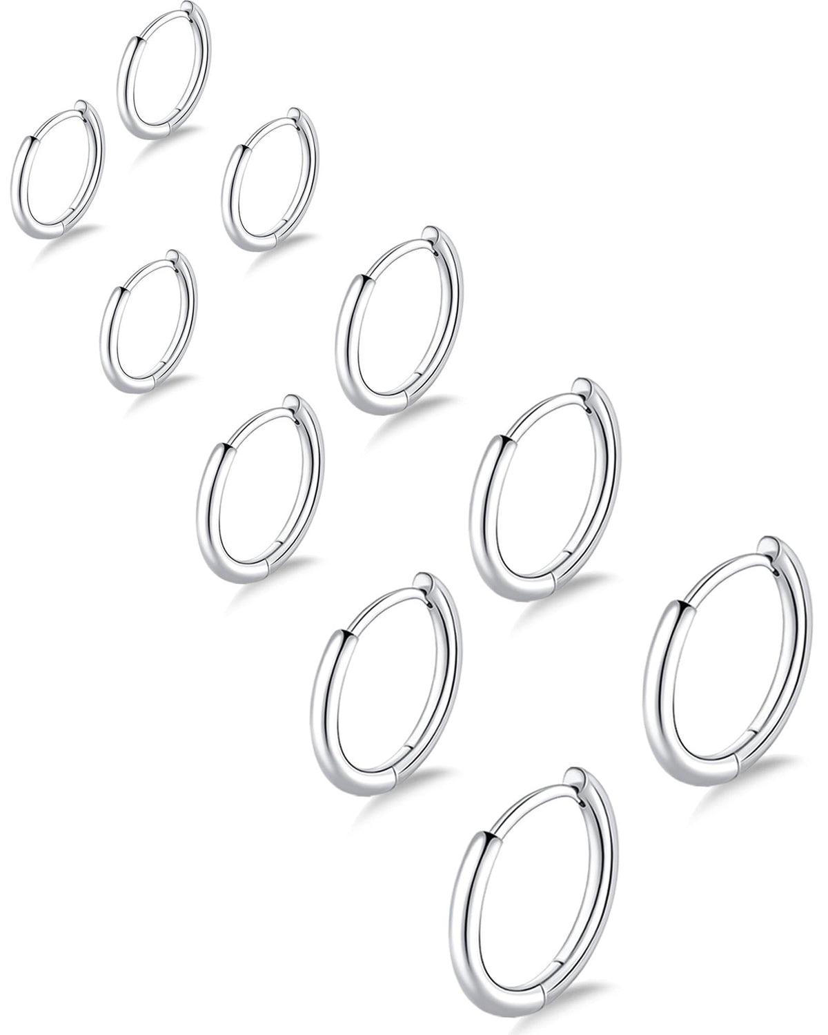 316L Surgical Stainless Steel Small Gold Silver Hoop Earrings for Women Men,Hypoallergenic Cartilage Helix Earrings for Sensitive Ears,Cute Conch Rook Tiny Huggie Hoops Earring Set for Multiple Piercing Jewelry Gift 6mm-12mm