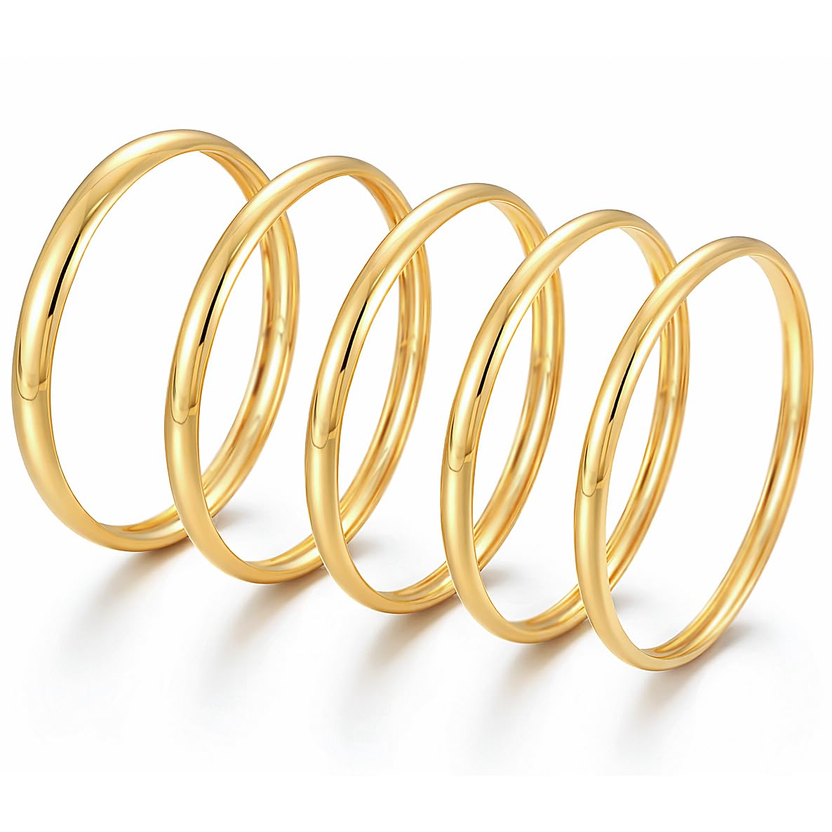 Chunky Gold Bangle Bracelets for Women, Dainty 14k Gold Plated Big Stackable Bangles Set, Trendy Statement Cuff Bracelet Stack Fashion Jewelry Gifts
