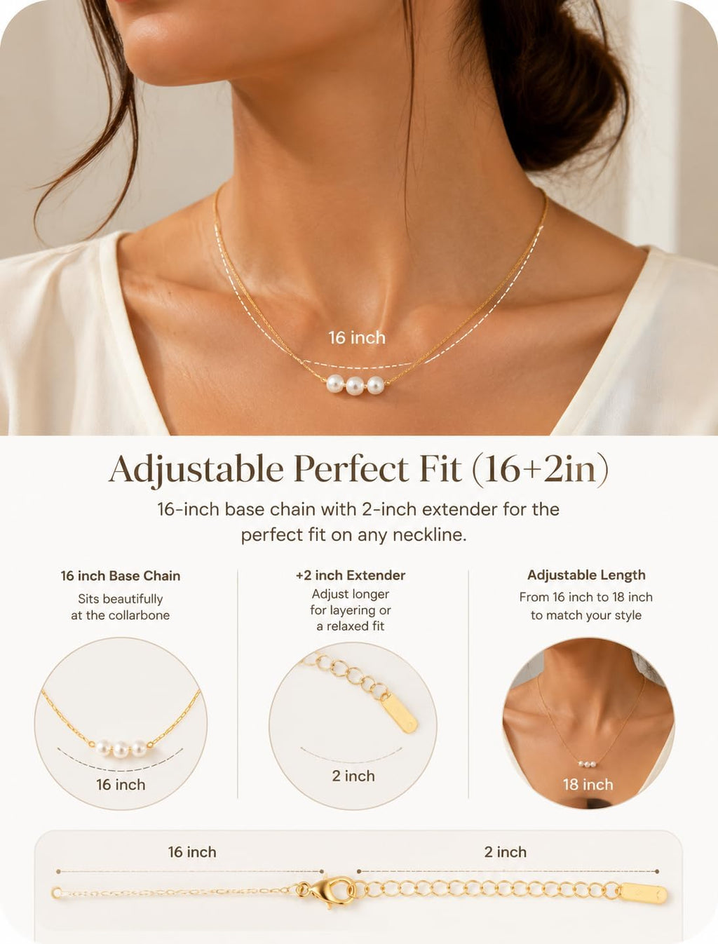 Freshwater Pearl Necklace for Women, Dainty 14K Gold Plated Pendant Necklace, Stainless Steel Minimalist Jewelry for Everyday Wear, Birthday Anniversary Bridal Gift