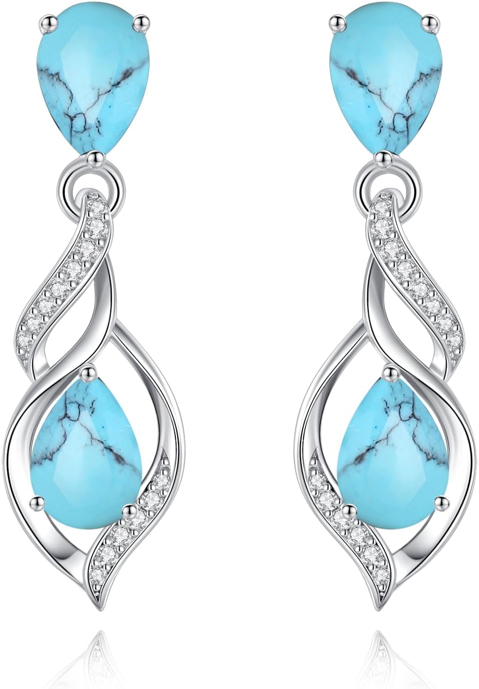 FANCIME Gift for Women Birthstone Earrings for Women Teardrop Cubic Zirconia Earrings S925 Sterling Silver infinity Love Birthday Gifts for Mom Women