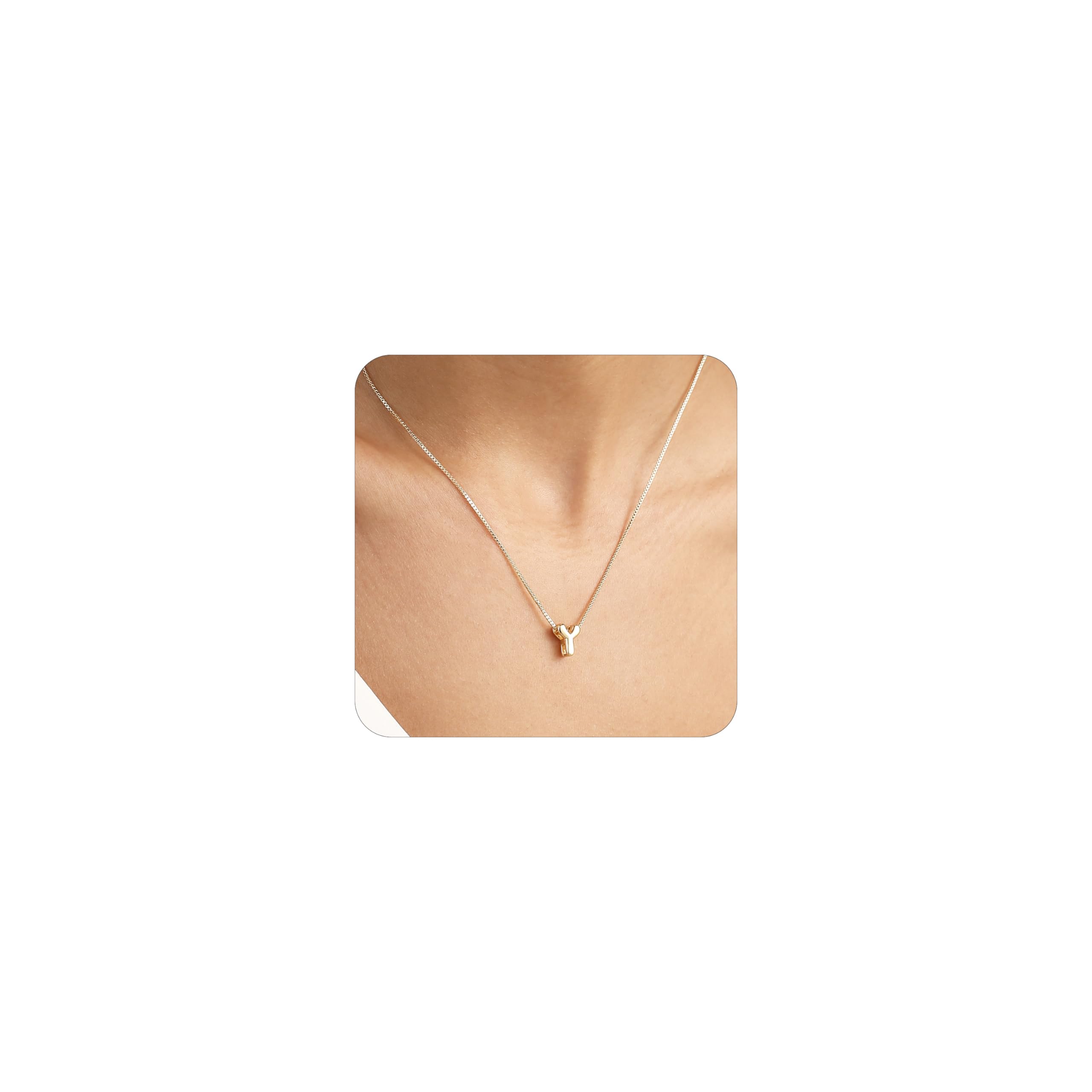 14K Gold Plated Bubble Letter Necklace, Tarnish Free and Waterproof Dainty Initial Necklace for Women, Trendy Personalized Gold Jewelry Gift for Her