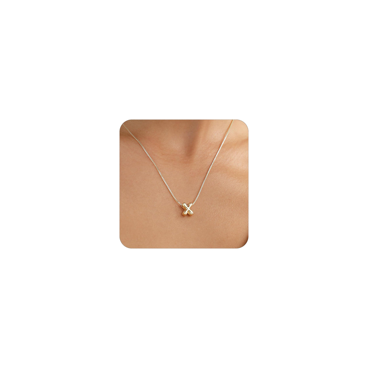 14K Gold Plated Bubble Letter Necklace, Tarnish Free and Waterproof Dainty Initial Necklace for Women, Trendy Personalized Gold Jewelry Gift for Her