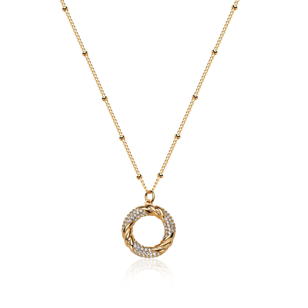 LOYATA Gold Pendant Necklaces for Women-Simple 14K Gold Round Circle Pendant Necklace Dainty Charm Necklace Jewelry Gifts for Women