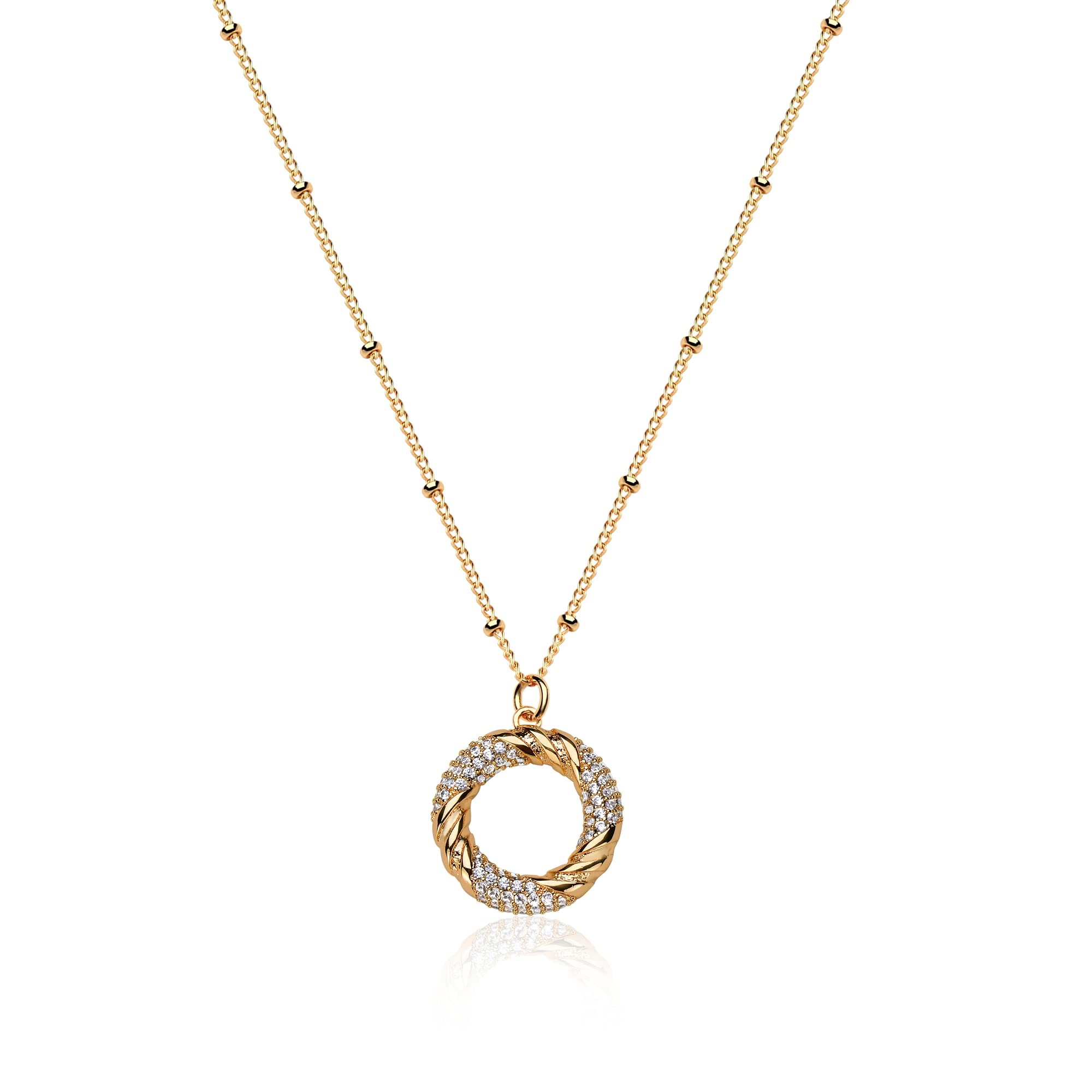 LOYATA Gold Pendant Necklaces for Women-Simple 14K Gold Round Circle Pendant Necklace Dainty Charm Necklace Jewelry Gifts for Women
