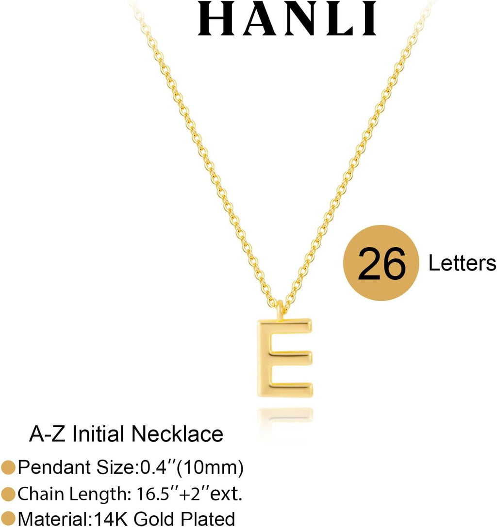 HANLI Initial Necklaces for Women - 14k Gold Plated Dainty Letter Necklace Alphabet A-Z Necklace Personalized Monogram Name Necklaces for Women Jewelry Gifts for Her
