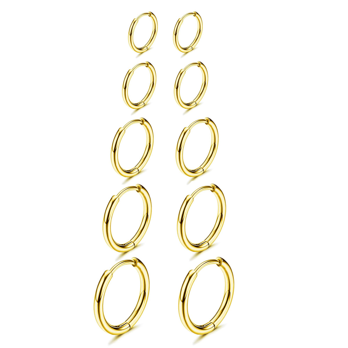 316L Surgical Stainless Steel Small Gold Silver Hoop Earrings for Women Men,Hypoallergenic Cartilage Helix Earrings for Sensitive Ears,Cute Conch Rook Tiny Huggie Hoops Earring Set for Multiple Piercing Jewelry Gift 6mm-12mm