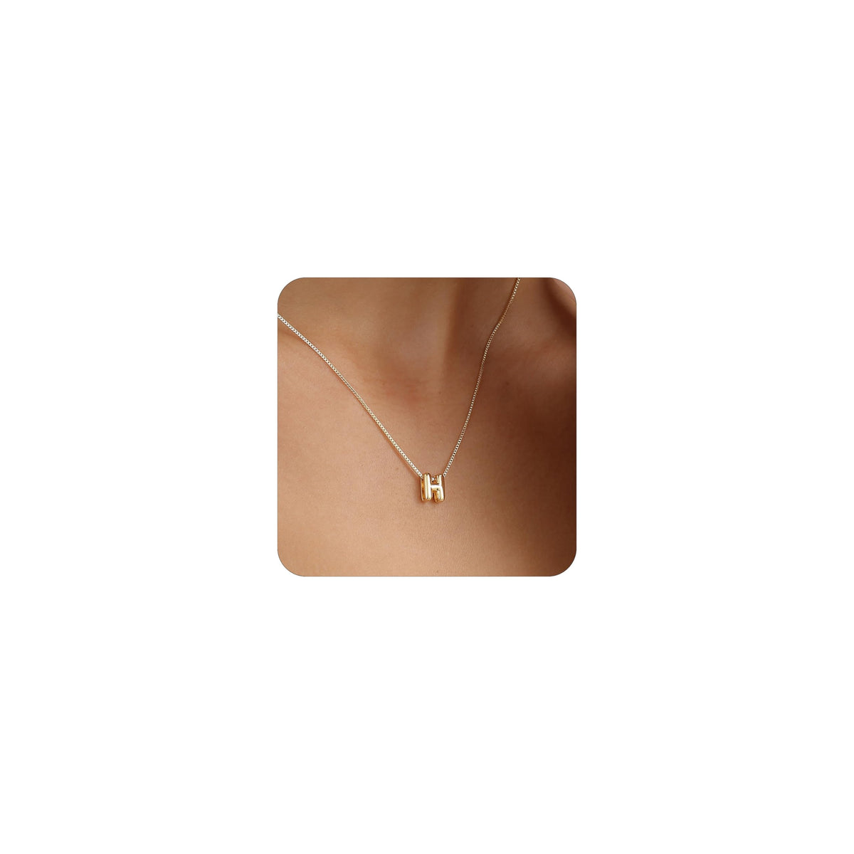 14K Gold Plated Bubble Letter Necklace, Tarnish Free and Waterproof Dainty Initial Necklace for Women, Trendy Personalized Gold Jewelry Gift for Her