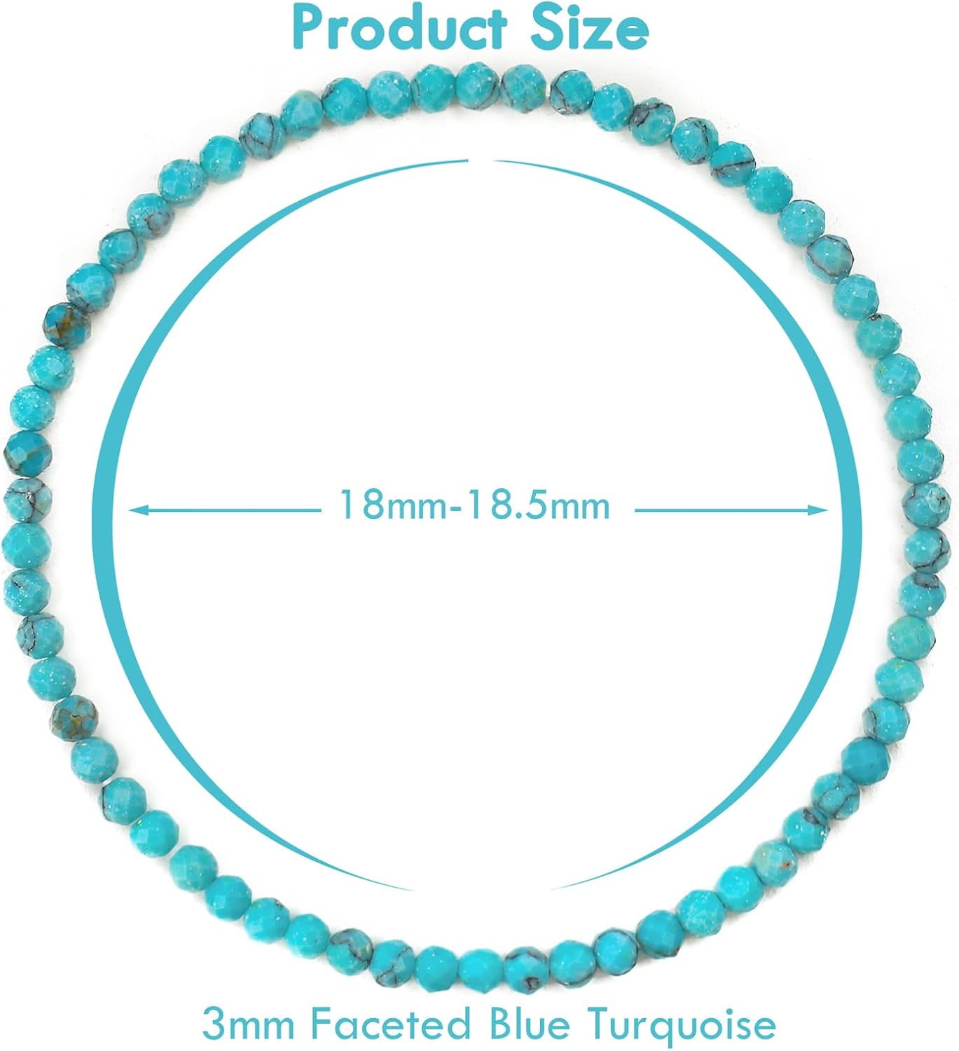 BONNY BOXX Natural Genuine Gemstone Faceted Round Beads Bracelets, 3mm Adjustable Stretchy Tiny Faceted Bracelet, Healing Crystal Reiki Chakra Dainty Jewelry Fashion Gifts